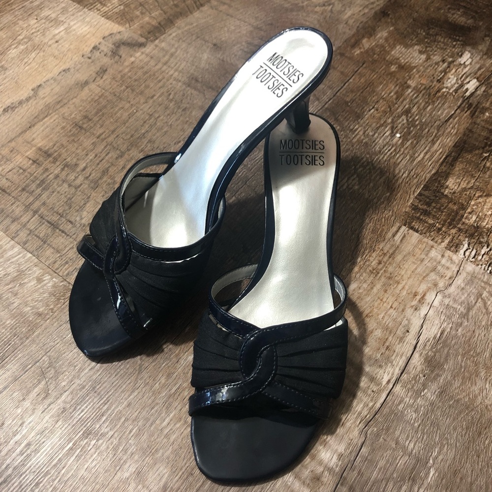 Navy Mootsies Tootsies Patent Heeled Sandals